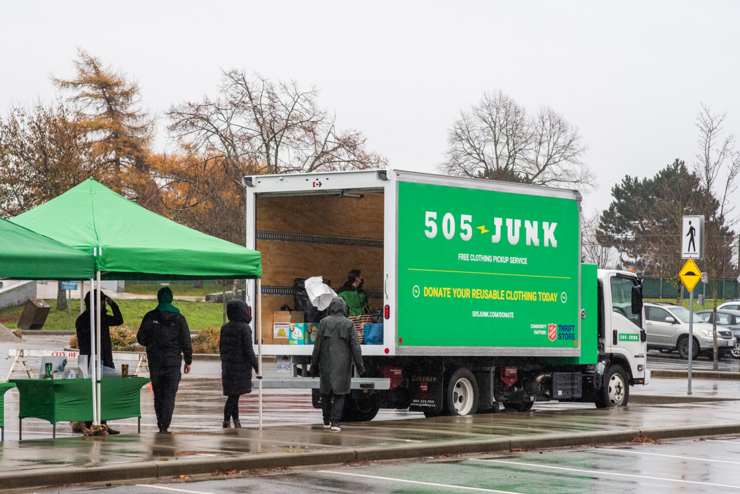 505-Junk donation van collecting clothing during a clothing drive with our junk removal team. 