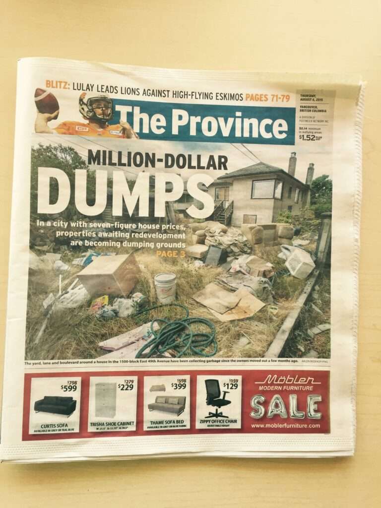 505-Junk Featured in Illegal dumping story in Vancouver Province