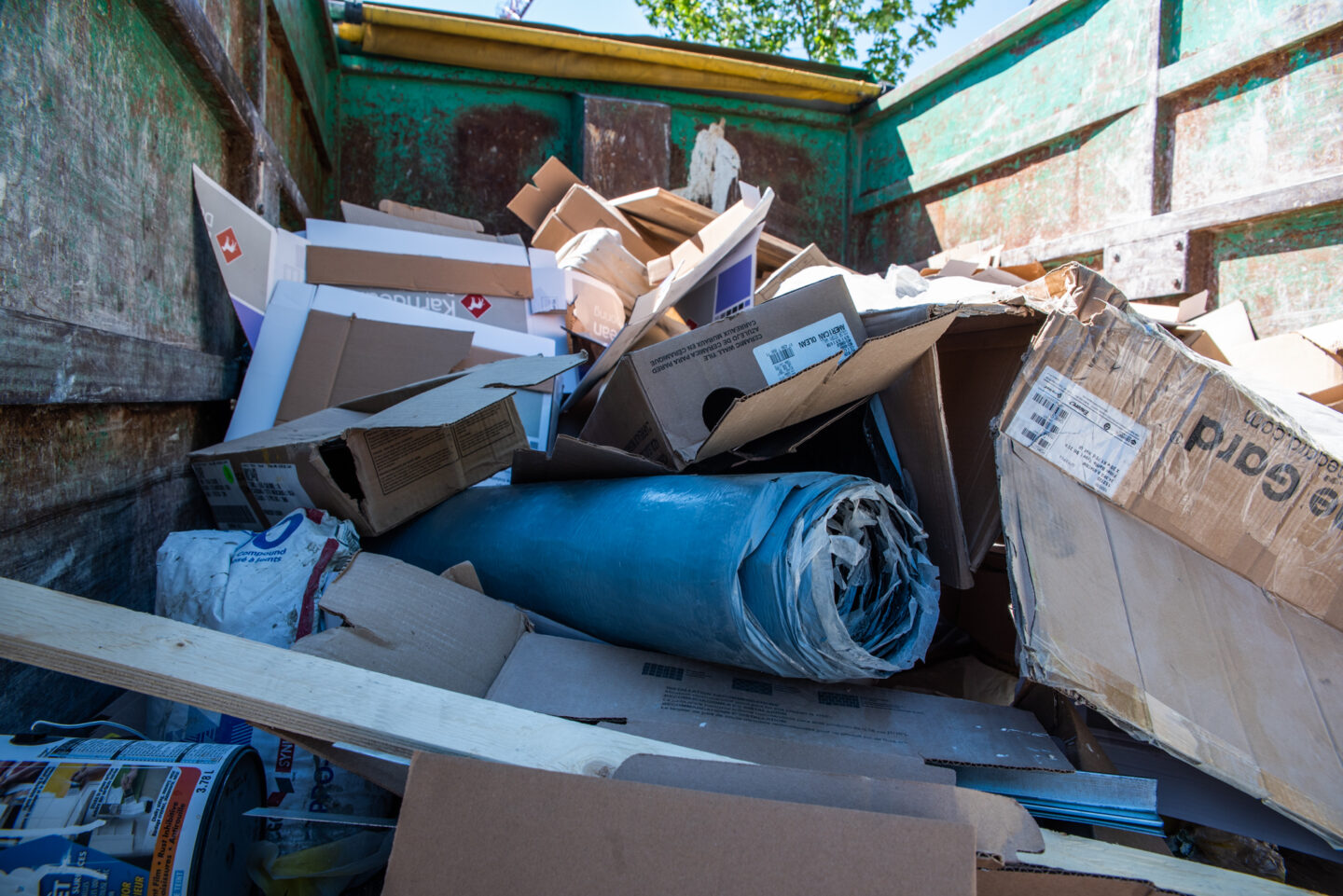 A pile of renovation debris in the back of a 505-Junk truck during a renovation removal in Coquitlam.